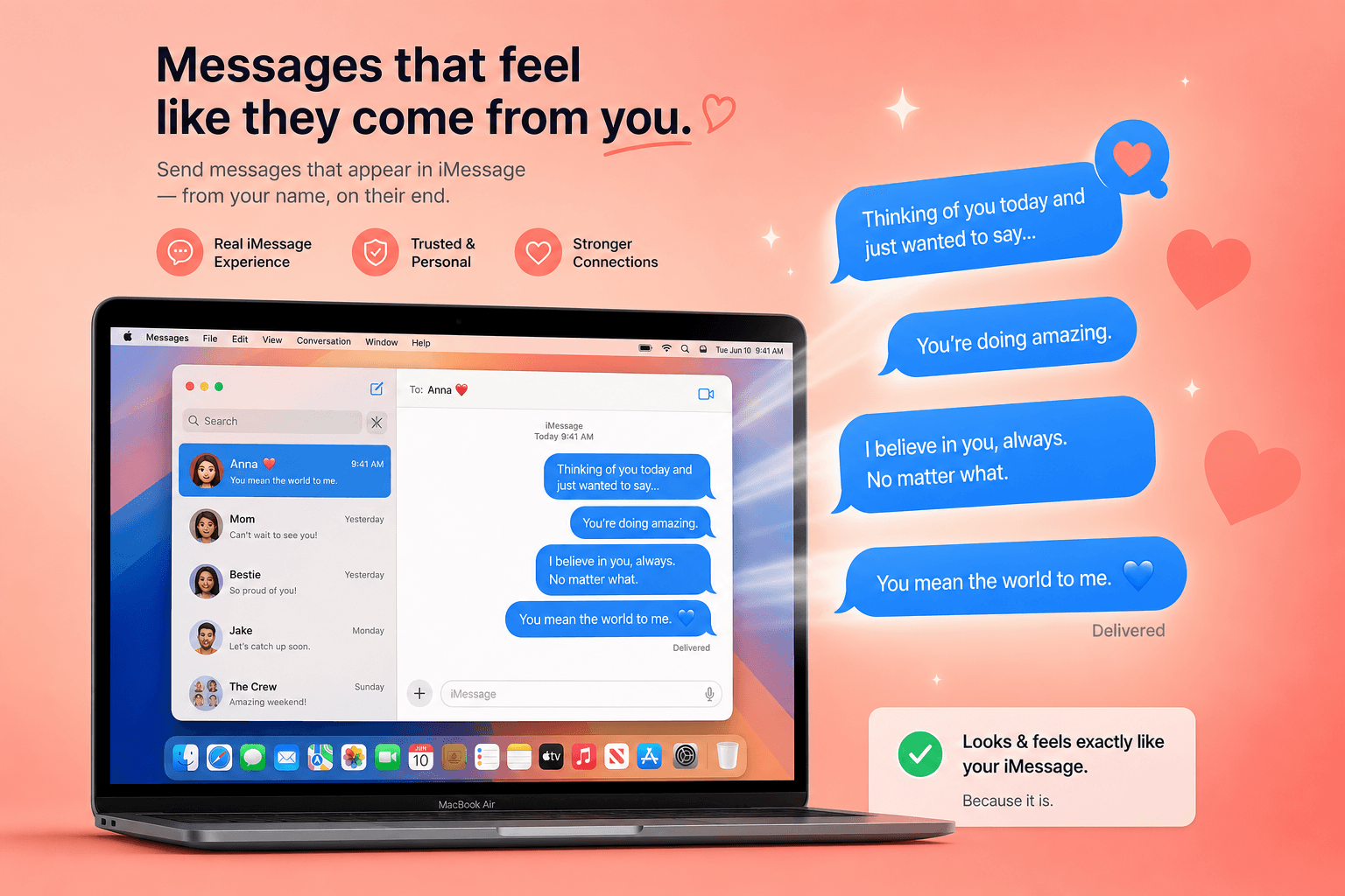 Alwaysloved Mac app sending messages through iMessage